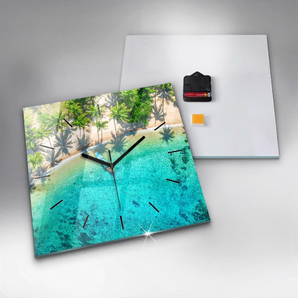 Zegar na ścianę kwadratowy Tropikalna plaża Koh Tao