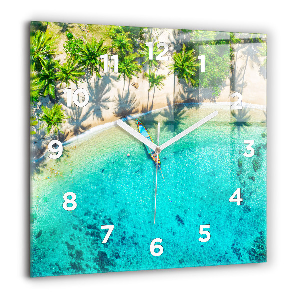 Zegar na ścianę kwadratowy Tropikalna plaża Koh Tao