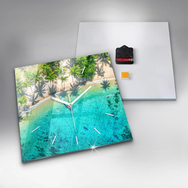 Zegar na ścianę kwadratowy Tropikalna plaża Koh Tao