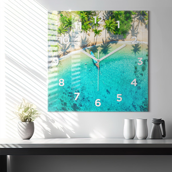 Zegar na ścianę kwadratowy Tropikalna plaża Koh Tao