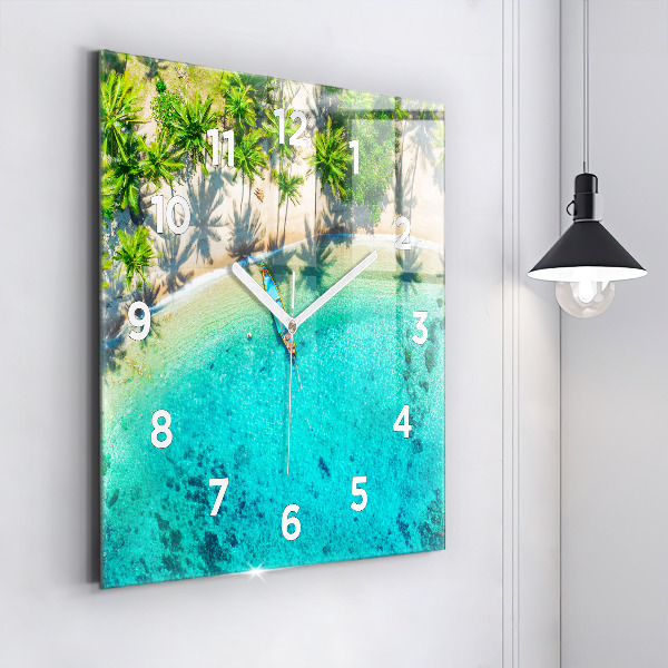 Zegar na ścianę kwadratowy Tropikalna plaża Koh Tao
