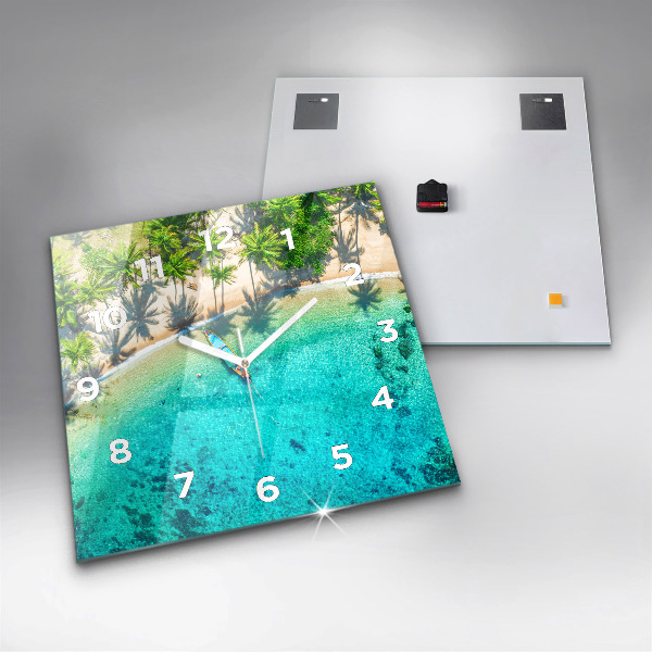 Zegar na ścianę kwadratowy Tropikalna plaża Koh Tao