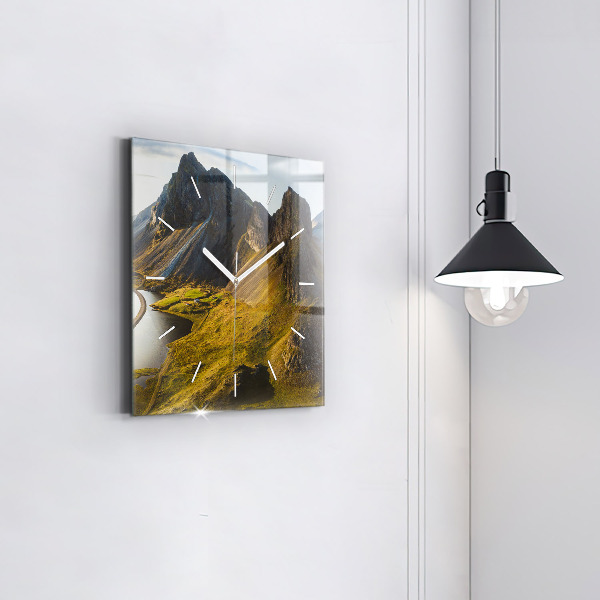 Zegar na ścianę kwadratowy Droga w Islandii