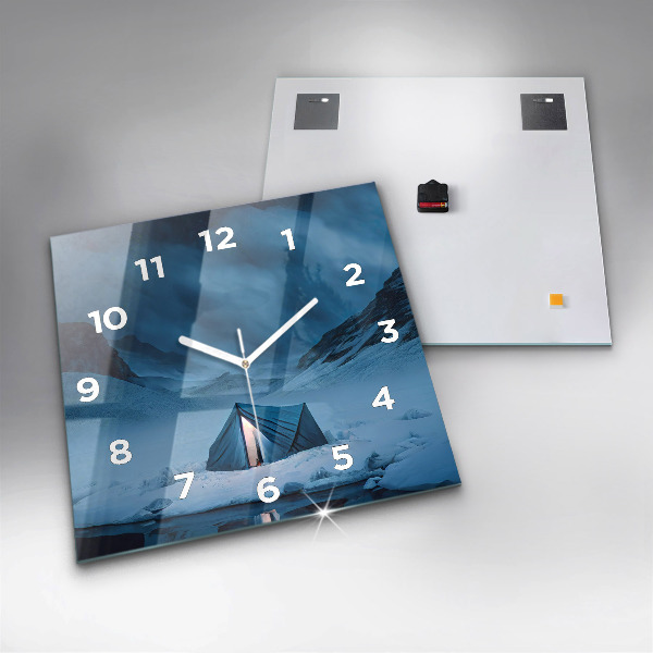 Zegar ścienny kwadratowy Namiot w górach Islandii