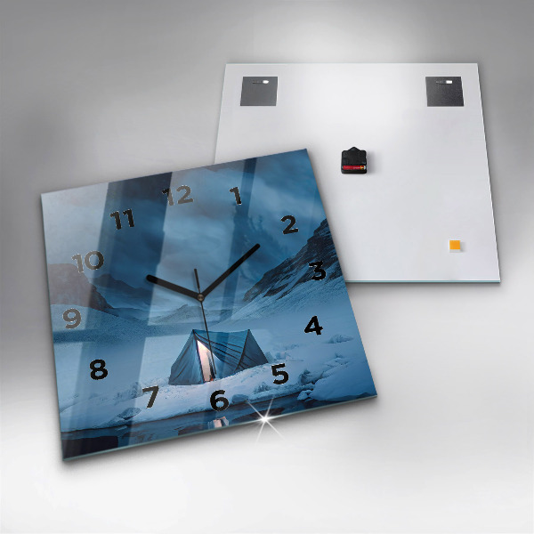 Zegar ścienny kwadratowy Namiot w górach Islandii