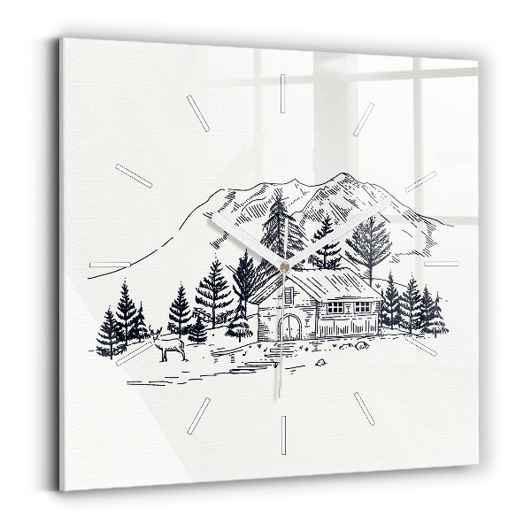 Kwadratowy zegar Rysunkowe miasteczko