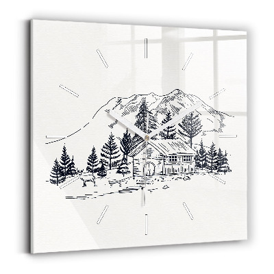 Kwadratowy zegar Rysunkowe miasteczko