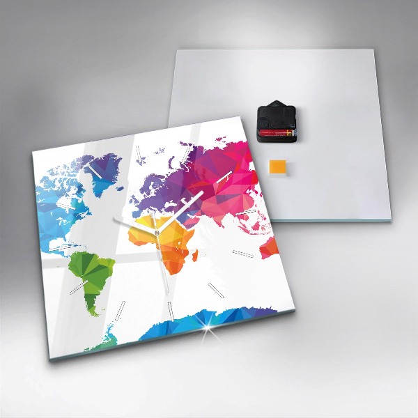 Kwadratowy zegar Abstrakcyjna mapa świata