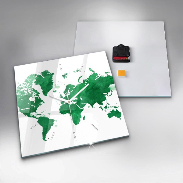 Kwadratowy zegar Zielona mapa świata