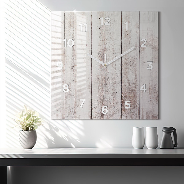 Kwadratowy zegar Jasne deski drewna