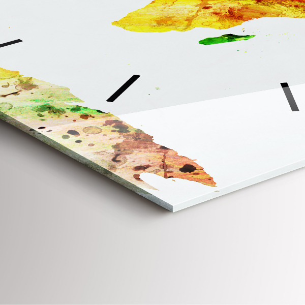 Kwadratowy zegar Mapa świata akwarelowa