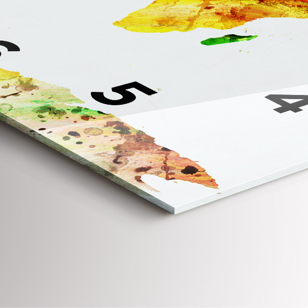 Kwadratowy zegar Mapa świata akwarelowa