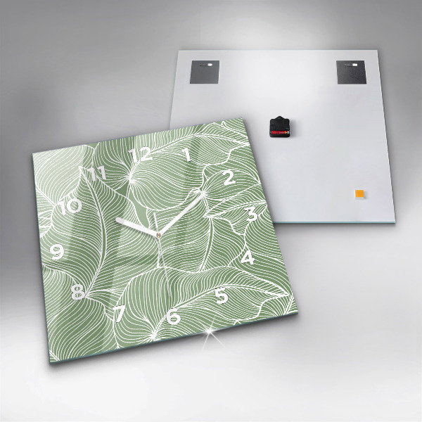 Zegar ścienny kwadratowy Liście natura wzór