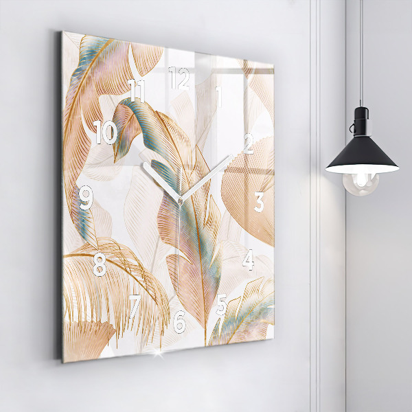 Zegar na ścianę kwadratowy Wzór liści natura
