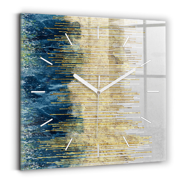 Zegar na ścianę kwadratowy Dekoracyjny wzór i złoto