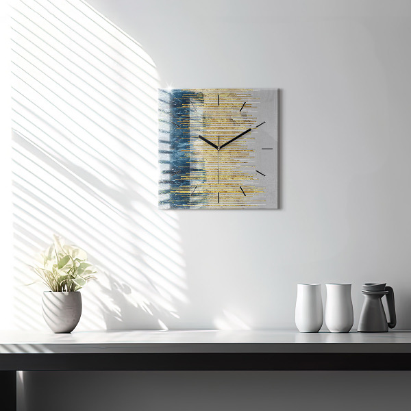 Zegar na ścianę kwadratowy Dekoracyjny wzór i złoto