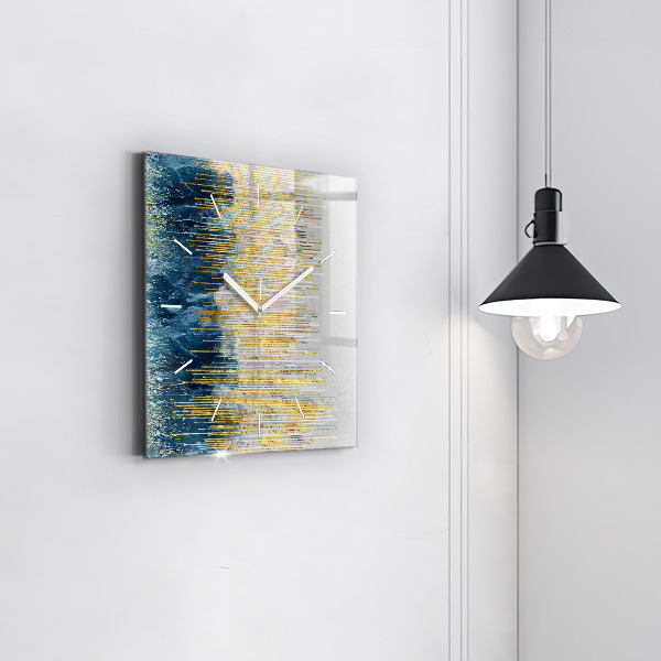 Zegar na ścianę kwadratowy Dekoracyjny wzór i złoto