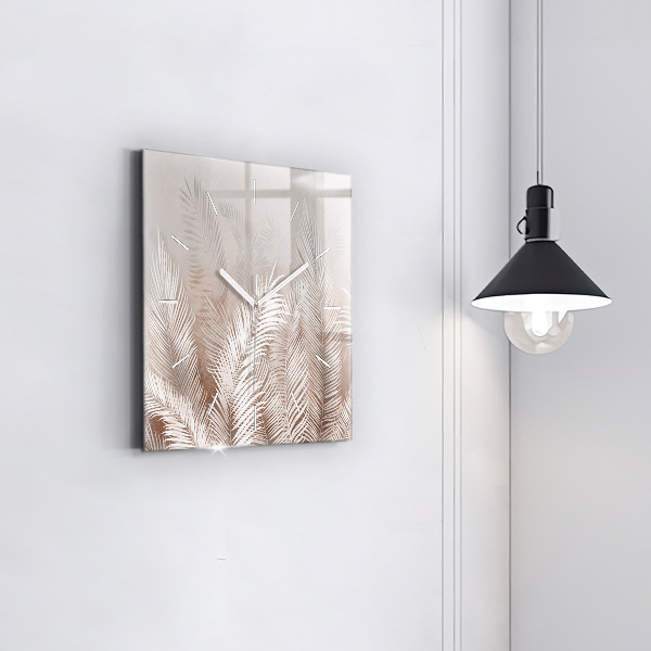 Zegar na ścianę kwadratowy Tropikalne liście boho