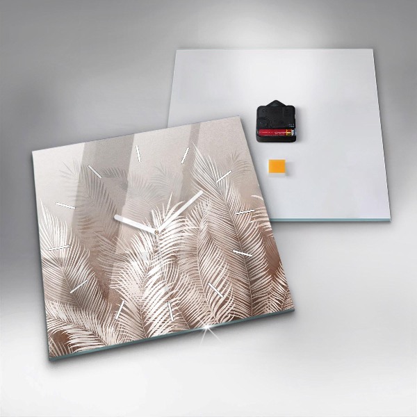 Zegar na ścianę kwadratowy Tropikalne liście boho