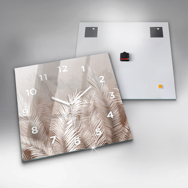 Zegar na ścianę kwadratowy Tropikalne liście boho