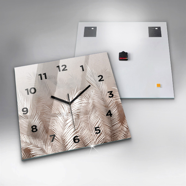 Zegar na ścianę kwadratowy Tropikalne liście boho