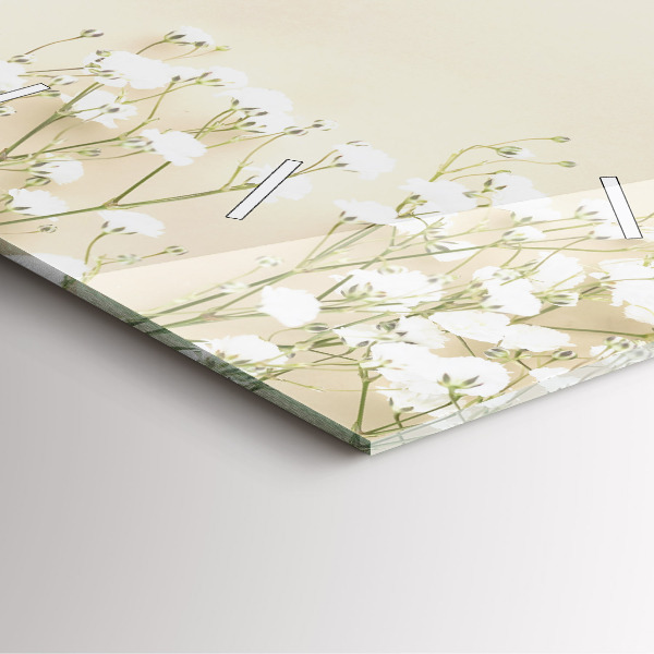 Zegar na ścianę kwadratowy Kwitnące kwiaty gipsówki