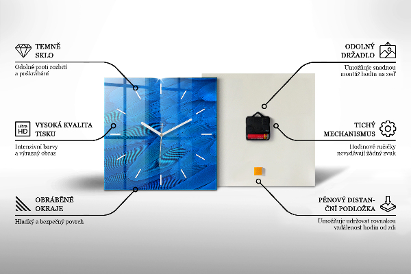 Zegar na ścianę kwadratowy Abstrakcja zielone pola