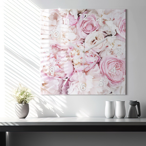 Zegar na ścianę kwadratowy Dekoracyjne kwiaty