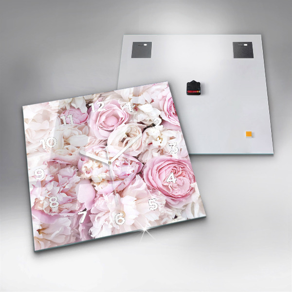 Zegar na ścianę kwadratowy Dekoracyjne kwiaty