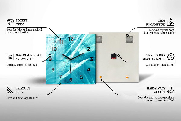 Zegar na ścianę kwadratowy Dekoracyjne kwiaty