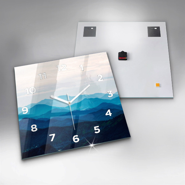 Kwadratowy zegar Akwarelowe góry