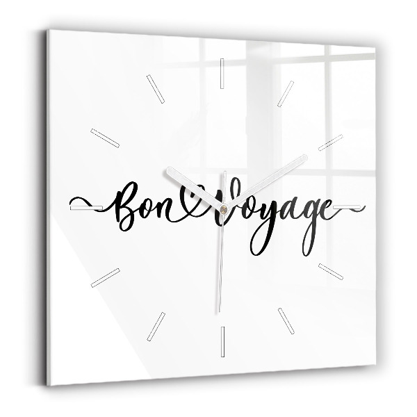 Zegar na ścianę kwadratowy Napis Bon voyage
