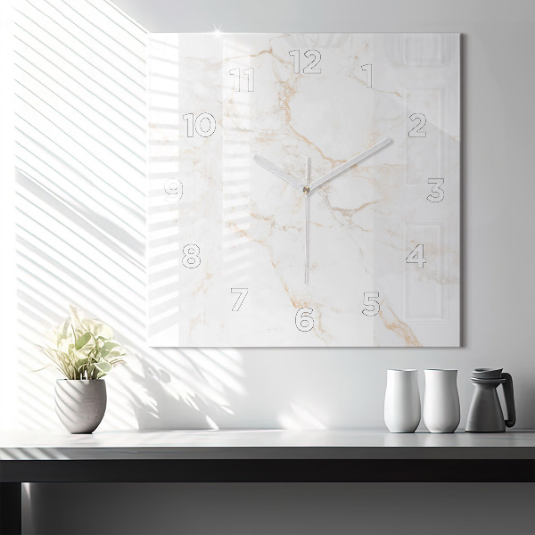 Zegar na ścianę kwadratowy Elegancki marmur