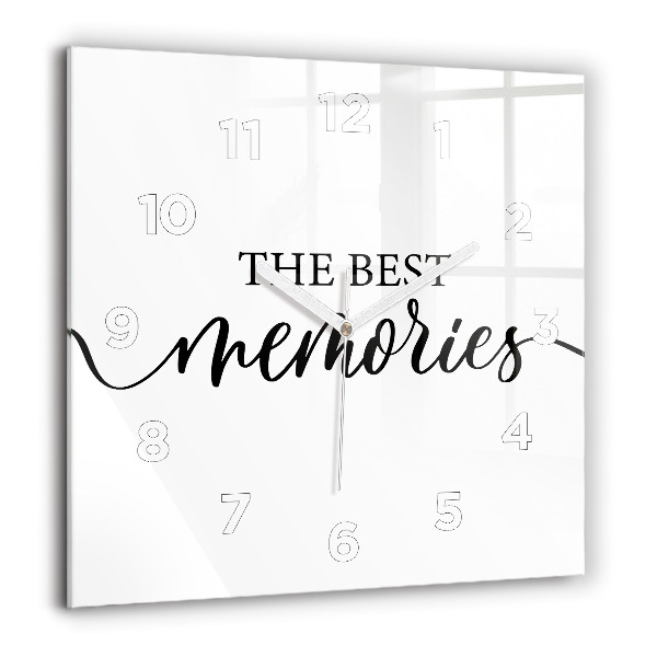 Zegar na ścianę kwadratowy Napis Memories