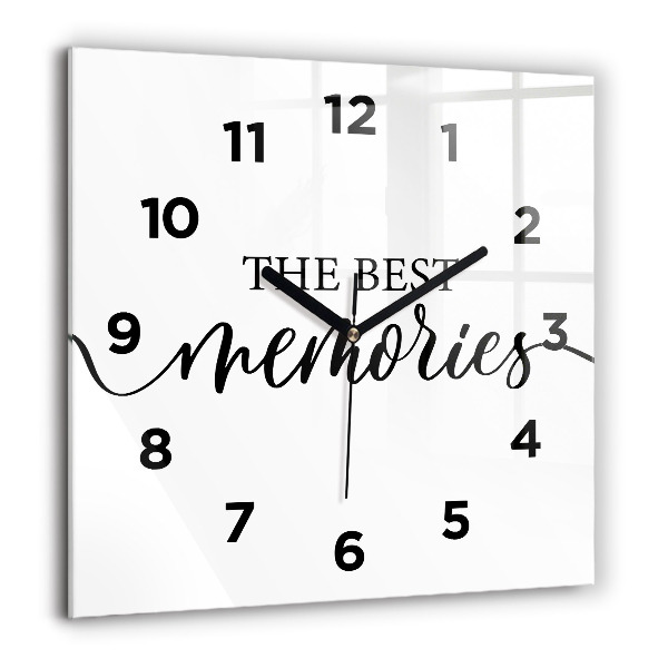 Zegar na ścianę kwadratowy Napis Memories
