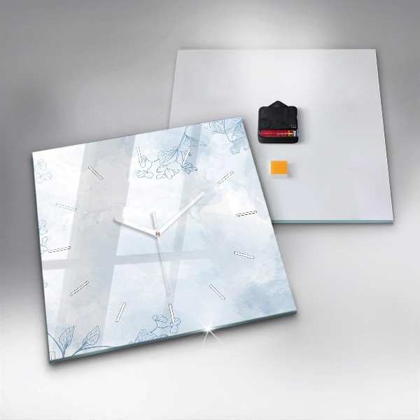 Zegar na ścianę kwadratowy Szkic roślin