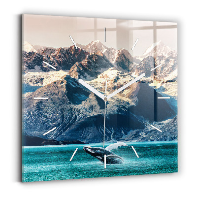 Zegar na ścianę kwadratowy Wieloryb woda