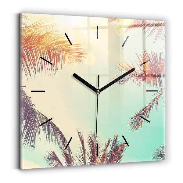 Zegar na ścianę kwadratowy Tropikalne palmy