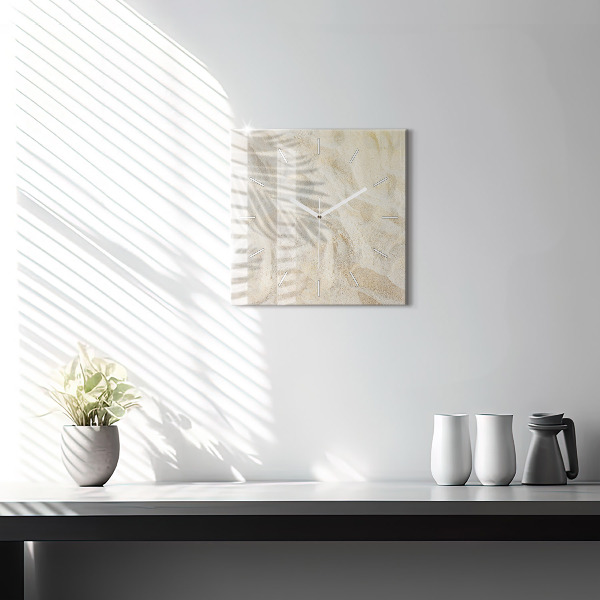 Zegar na ścianę kwadratowy Cień palmy piasek