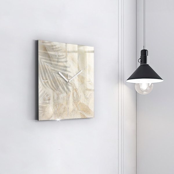 Zegar na ścianę kwadratowy Cień palmy piasek