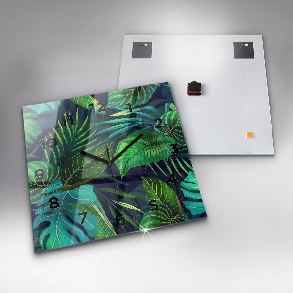 Zegar na ścianę kwadratowy Egzotyczne liście
