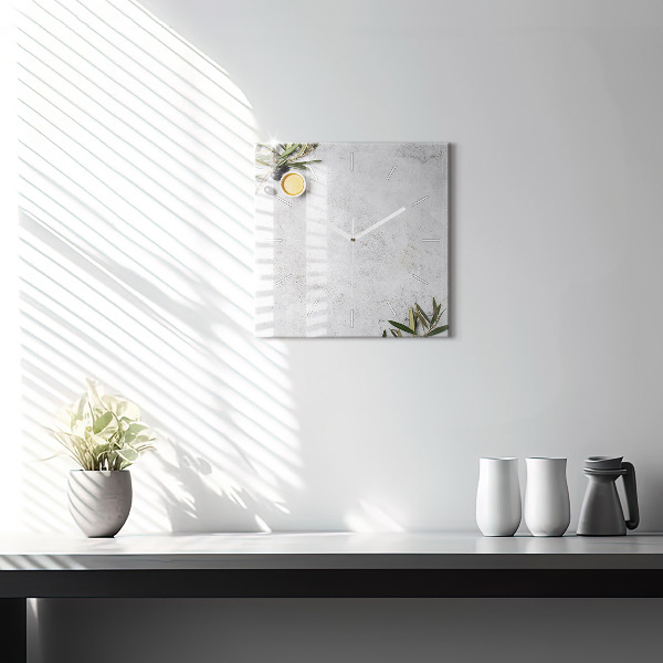 Zegar na ścianę kwadratowy Minimalistyczne oliwki