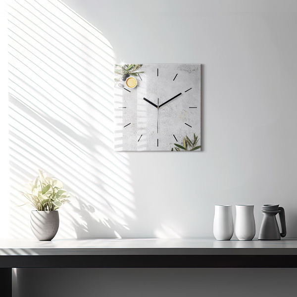 Zegar na ścianę kwadratowy Minimalistyczne oliwki