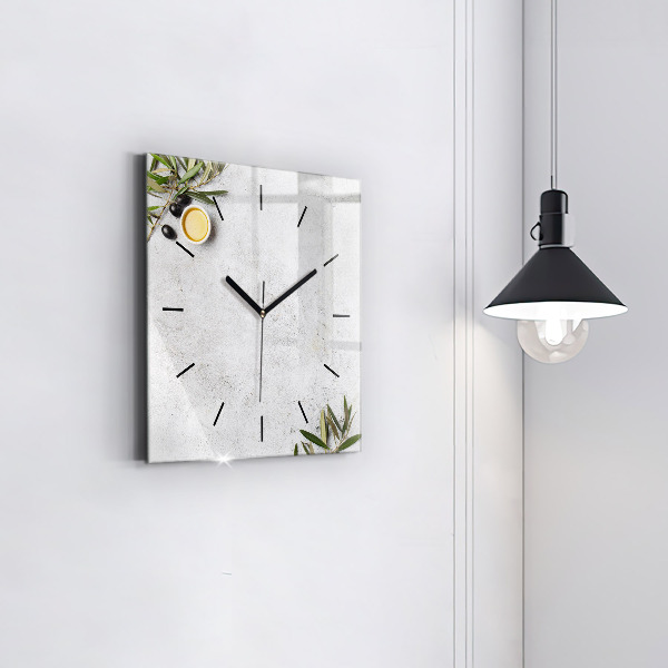 Zegar na ścianę kwadratowy Minimalistyczne oliwki
