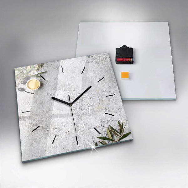 Zegar na ścianę kwadratowy Minimalistyczne oliwki