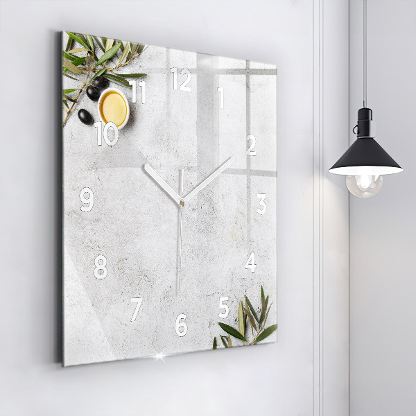 Zegar na ścianę kwadratowy Minimalistyczne oliwki
