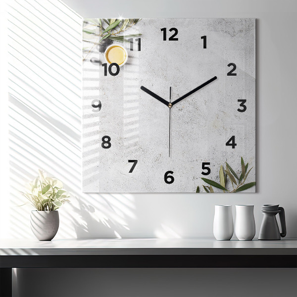 Zegar na ścianę kwadratowy Minimalistyczne oliwki