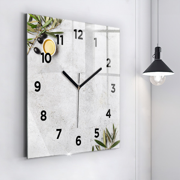 Zegar na ścianę kwadratowy Minimalistyczne oliwki