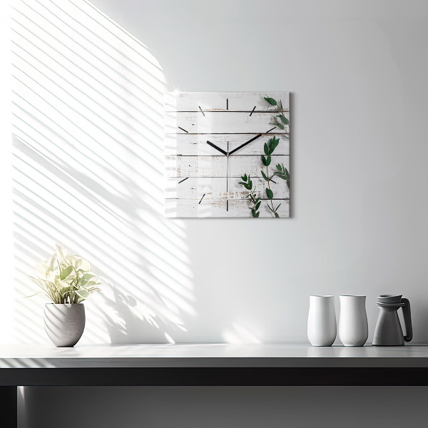 Zegar na ścianę kwadratowy Drewniane jasne deski