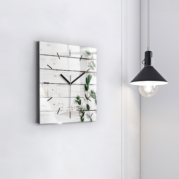 Zegar na ścianę kwadratowy Drewniane jasne deski